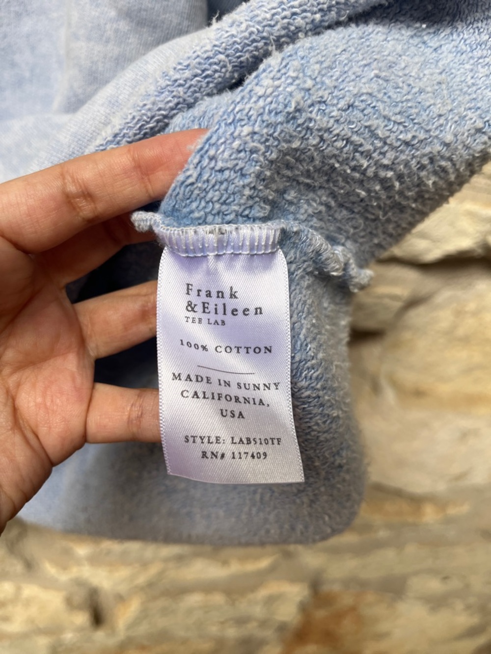 Frank and Eileen Patrick Popover Sweatshirt Triple Terry In Mineral Blue M - Picture 7 of 8